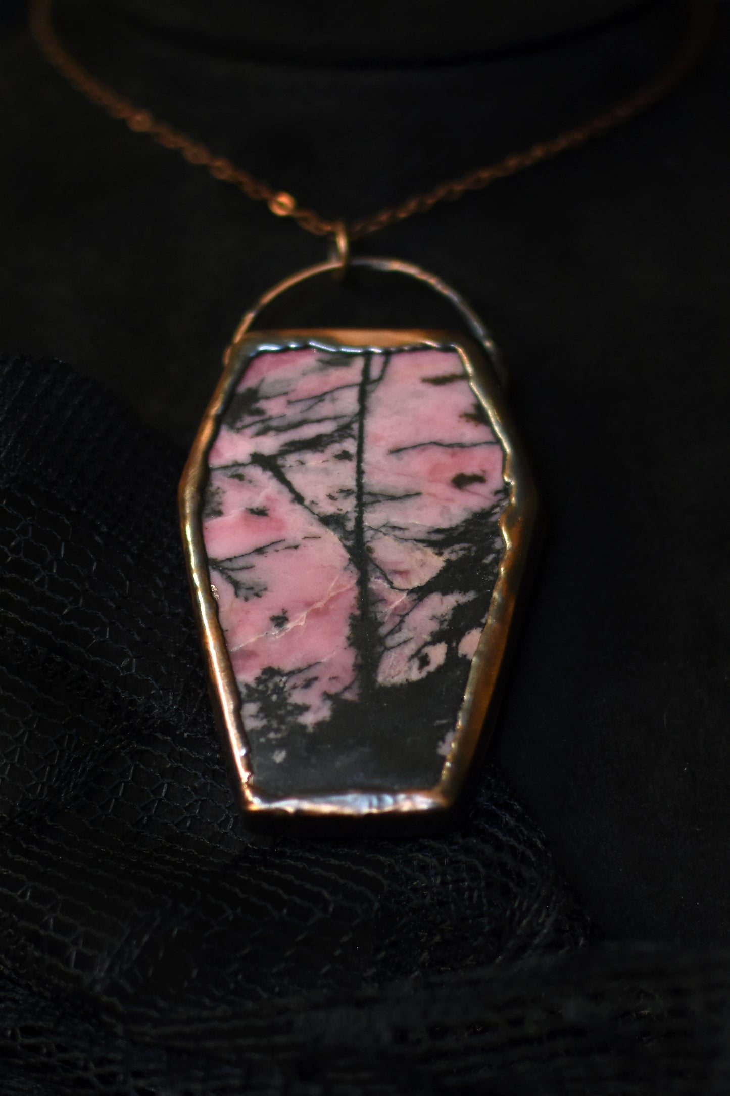 Rhodonite Coffin Necklace