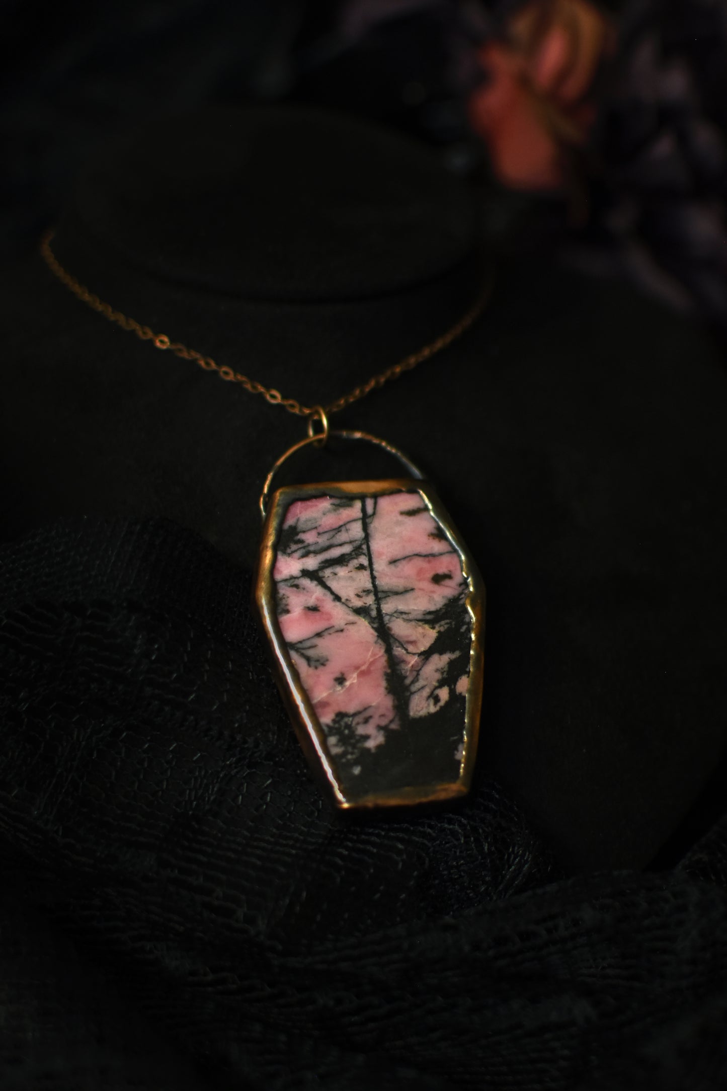 Rhodonite Coffin Necklace