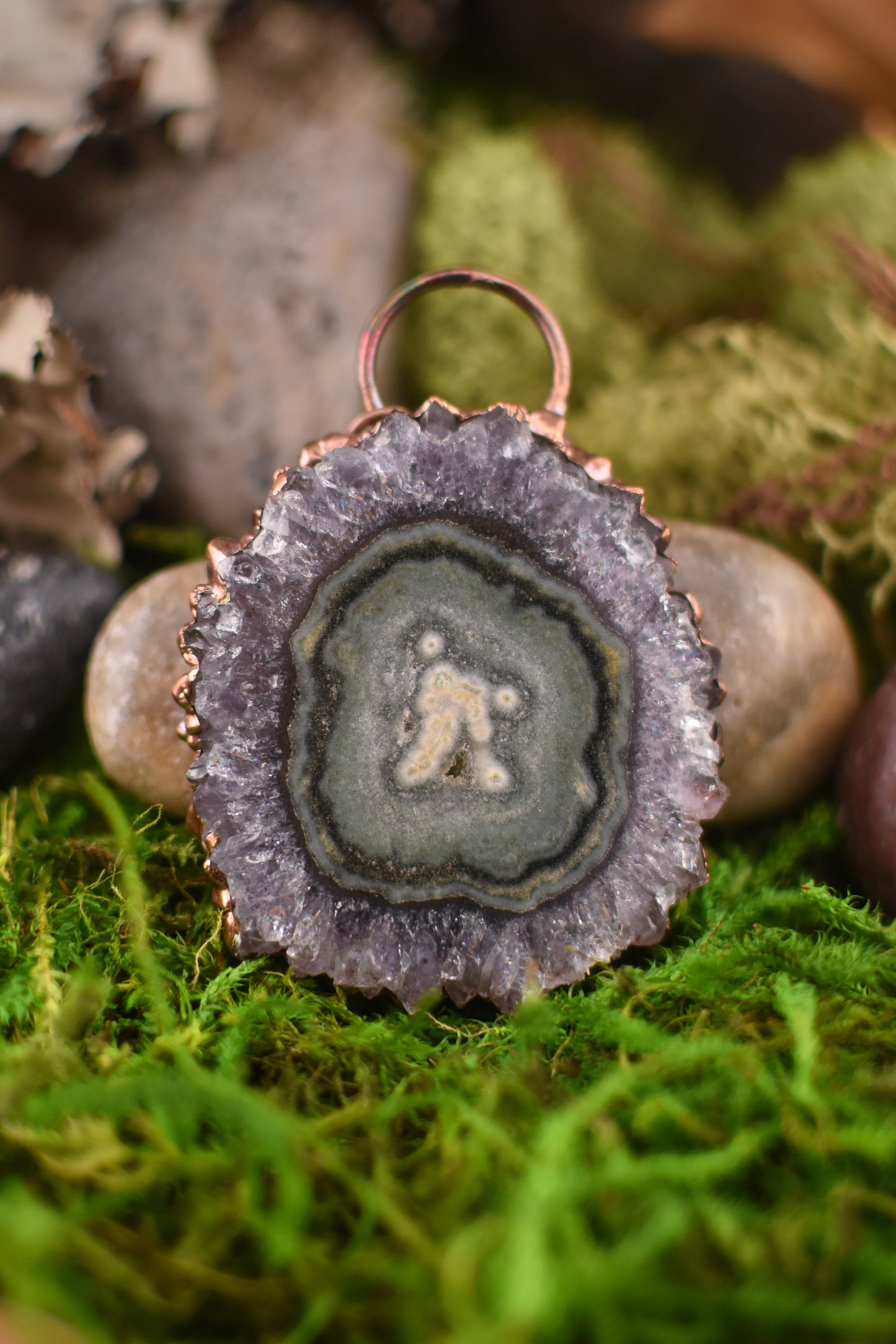 Amethyst Stalactite Slice Necklace