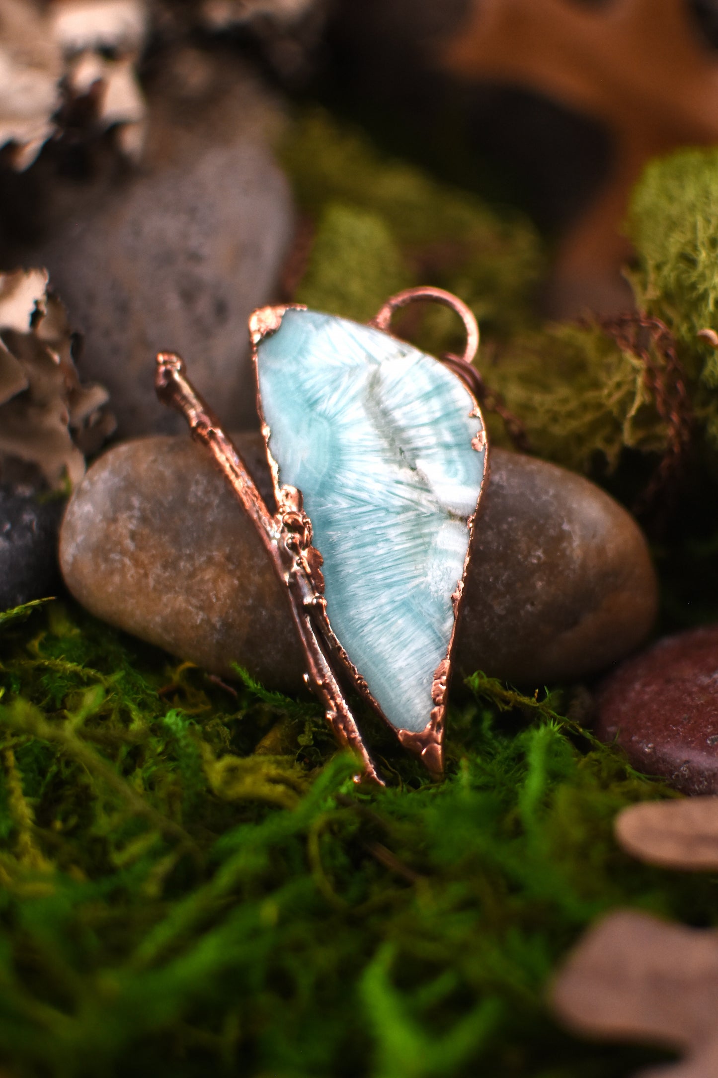 Caribbean Blue Aragonite Butterfly Necklace