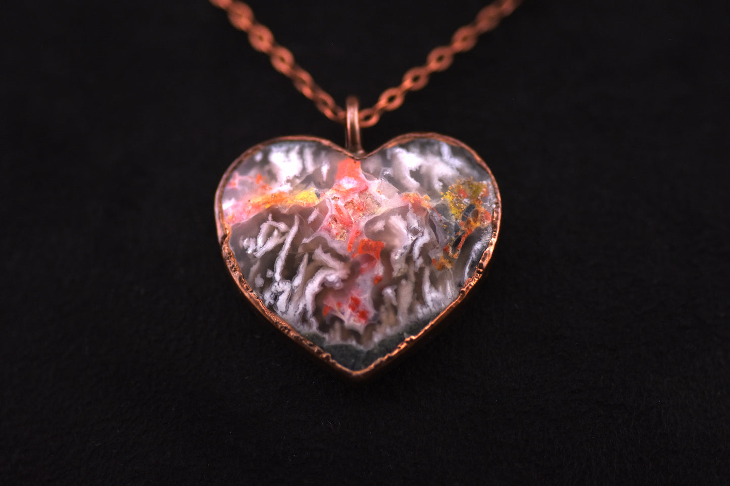 Indonesian Lava Seam Agate Heart Necklace