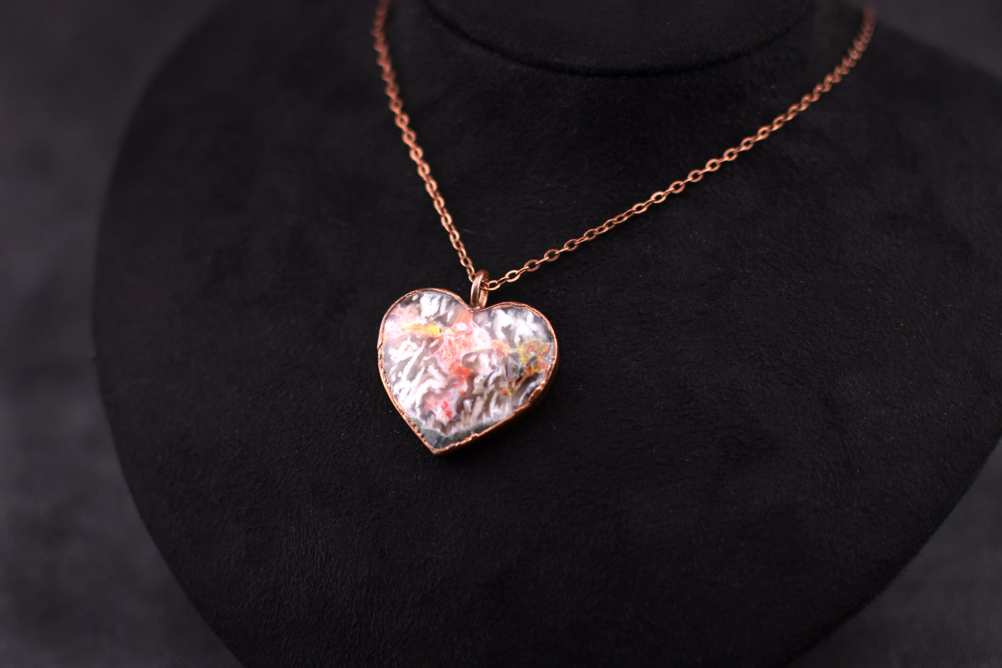 Indonesian Lava Seam Agate Heart Necklace