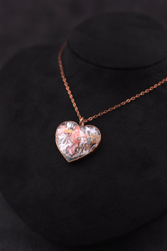 Indonesian Lava Seam Agate Heart Necklace