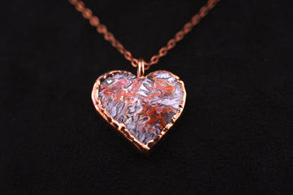 Indonesian Lava Seam Agate Heart Necklace