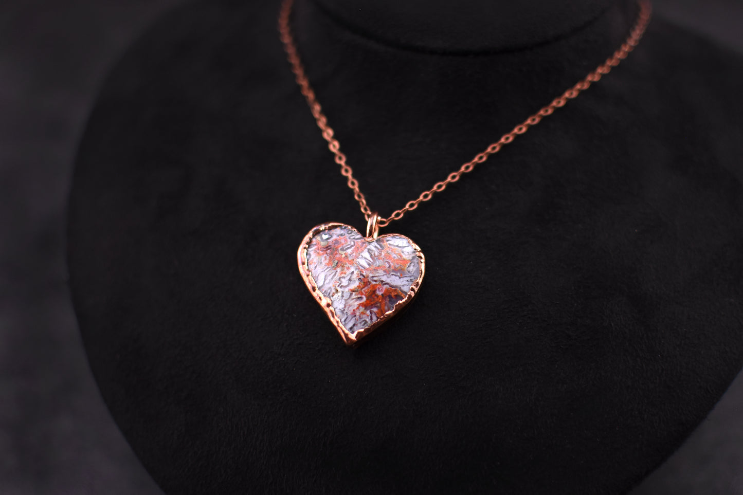 Indonesian Lava Seam Agate Heart Necklace