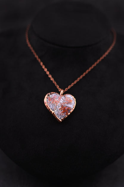 Indonesian Lava Seam Agate Heart Necklace