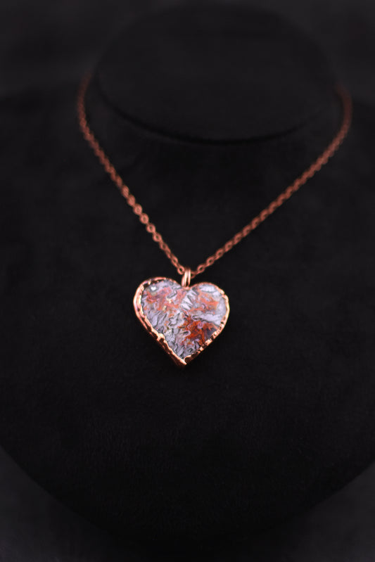 Indonesian Lava Seam Agate Heart Necklace