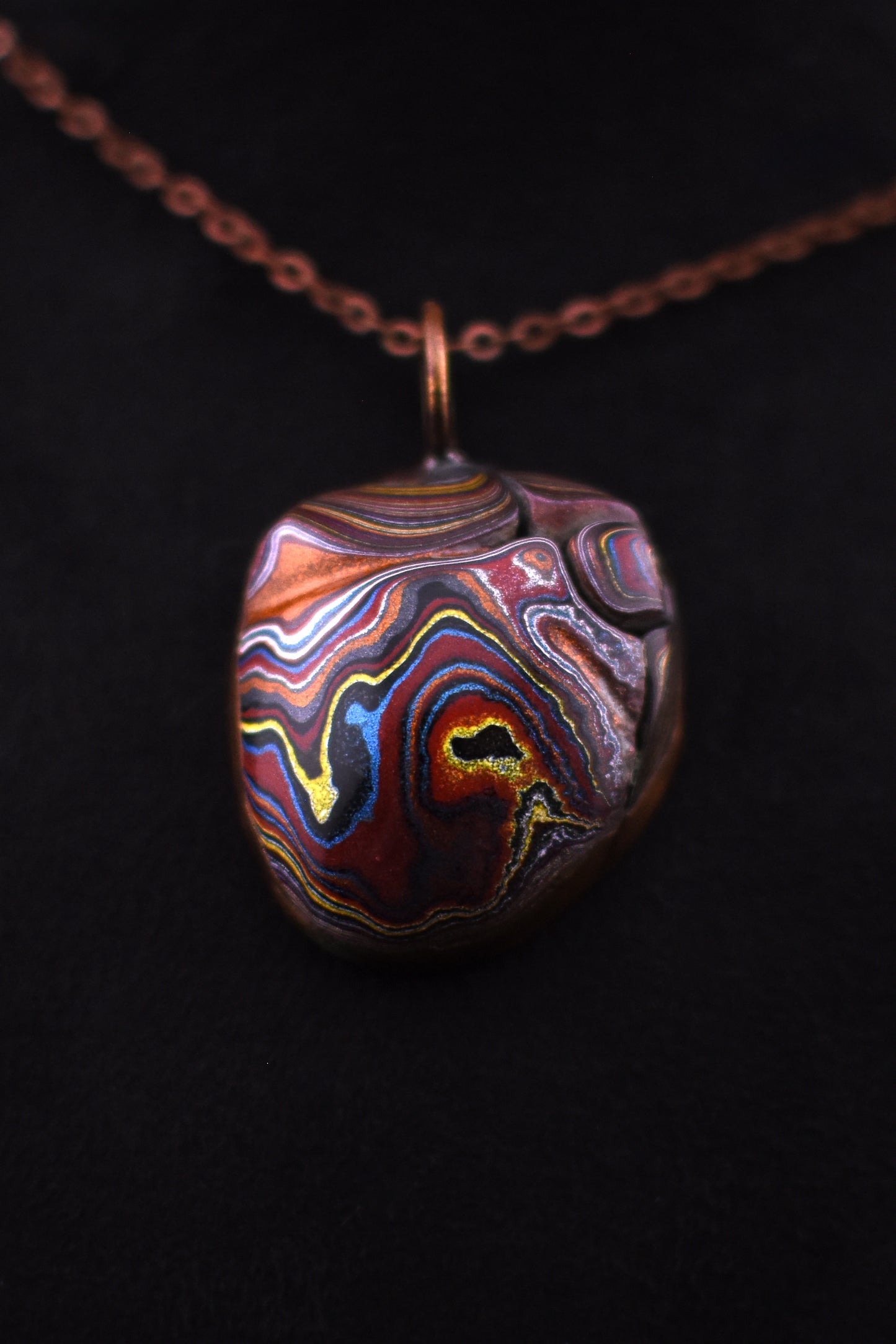 Corvette Heart Fordite Necklace