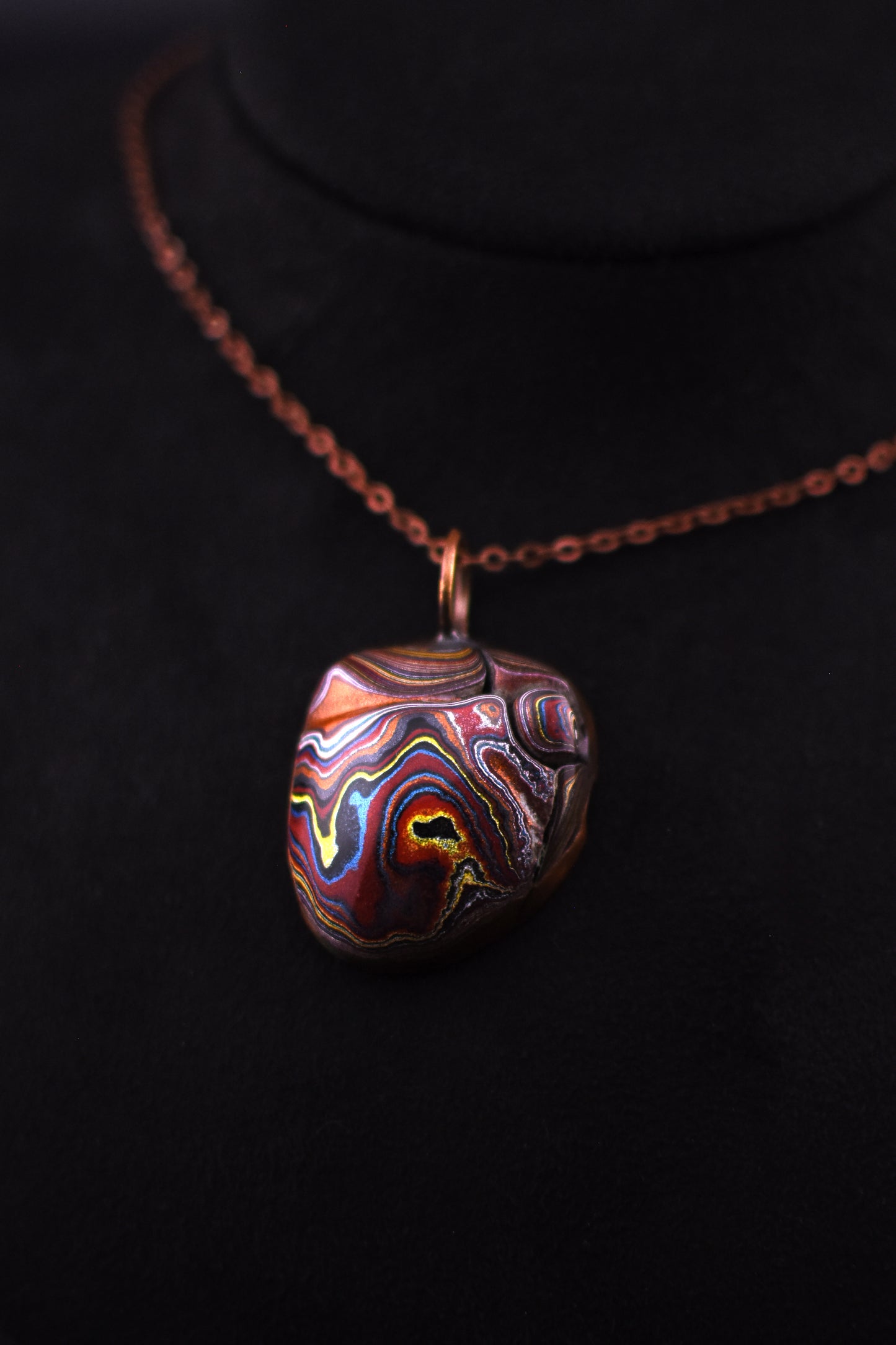 Corvette Heart Fordite Necklace