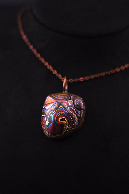 Corvette Heart Fordite Necklace