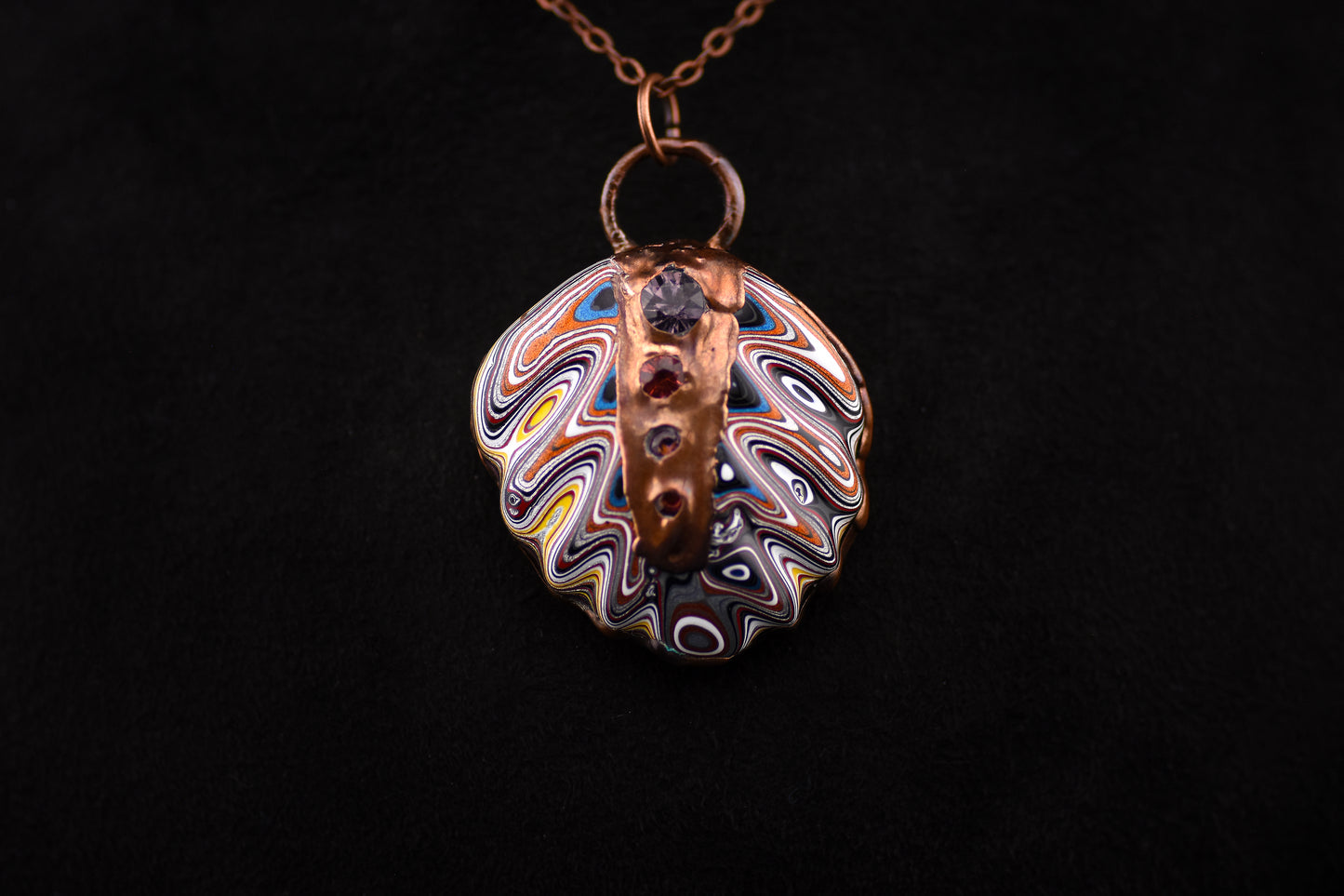Corvette Fordite and Burmese Spinel Necklace