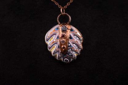 Corvette Fordite and Burmese Spinel Necklace