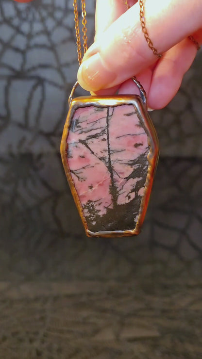 Rhodonite Coffin Necklace
