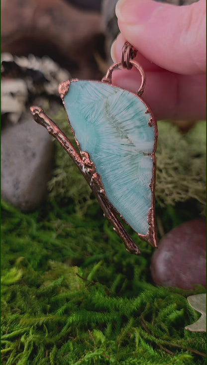 Caribbean Blue Aragonite Butterfly Necklace