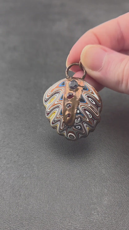 Corvette Fordite and Burmese Spinel Necklace