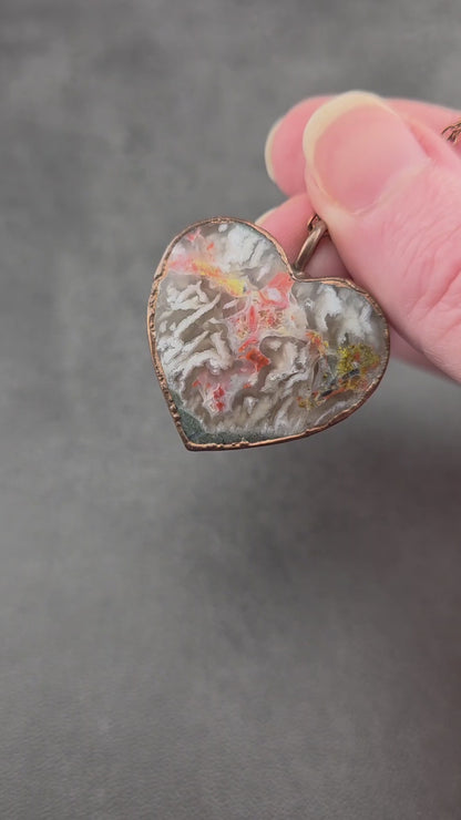 Indonesian Lava Seam Agate Heart Necklace