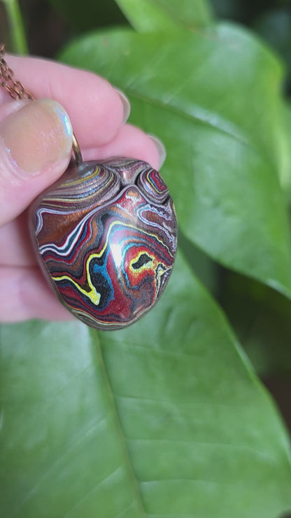 Corvette Heart Fordite Necklace