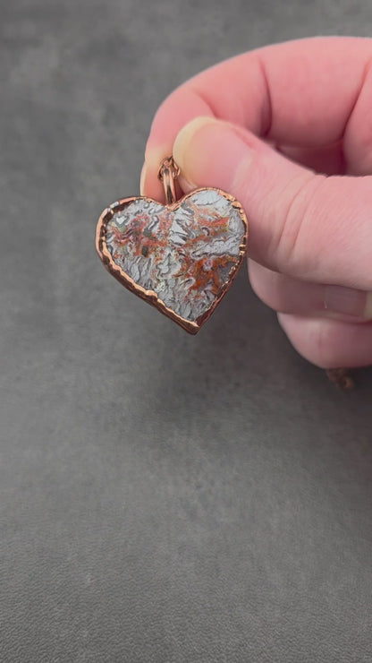 Indonesian Lava Seam Agate Heart Necklace