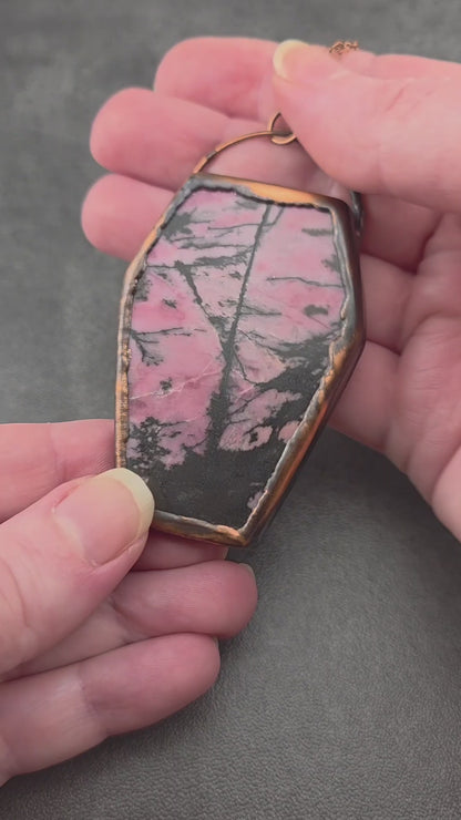 Rhodonite Coffin Necklace